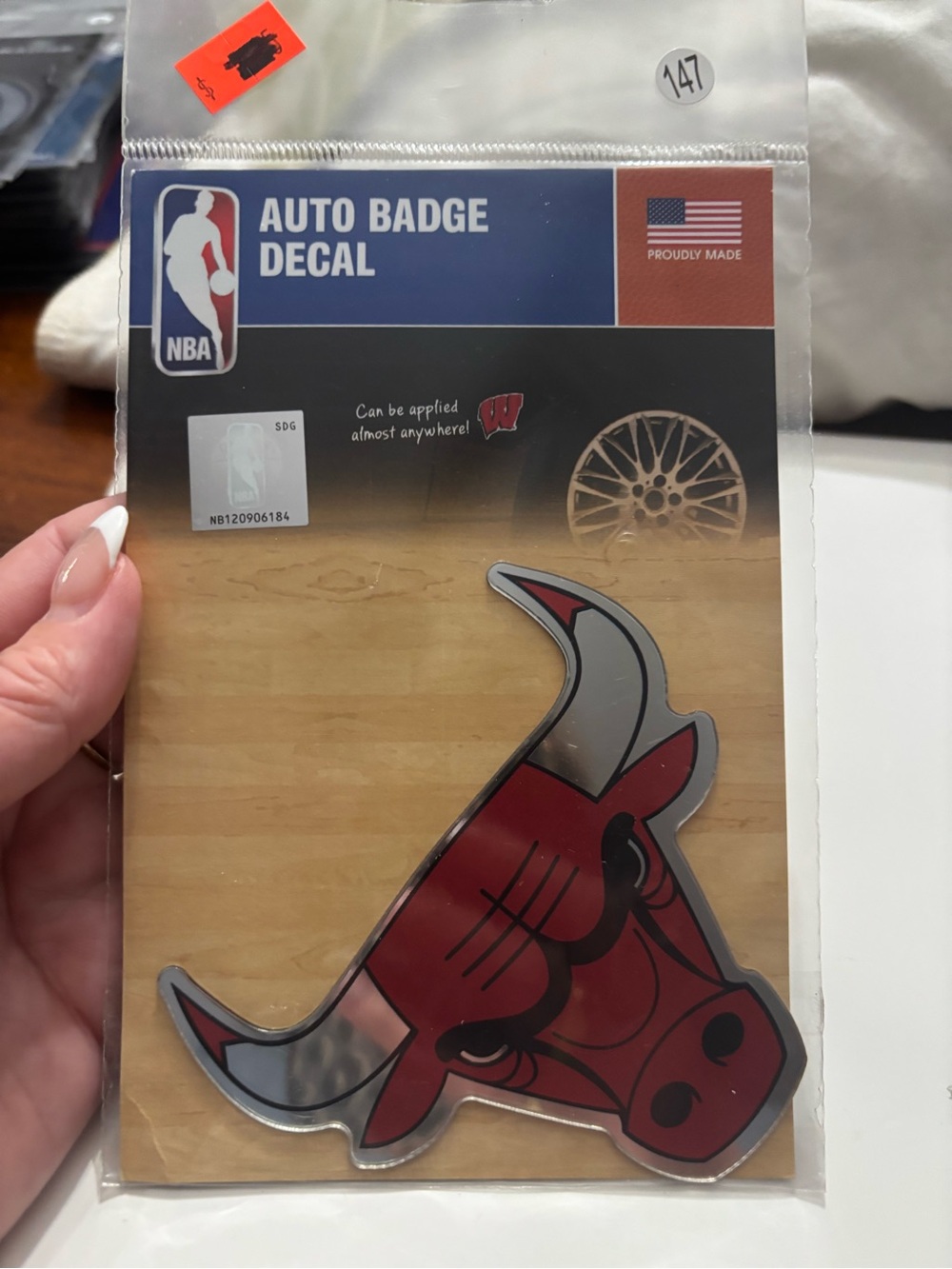 NBA Chicago Bulls Red and Gray Auto Badge Decal